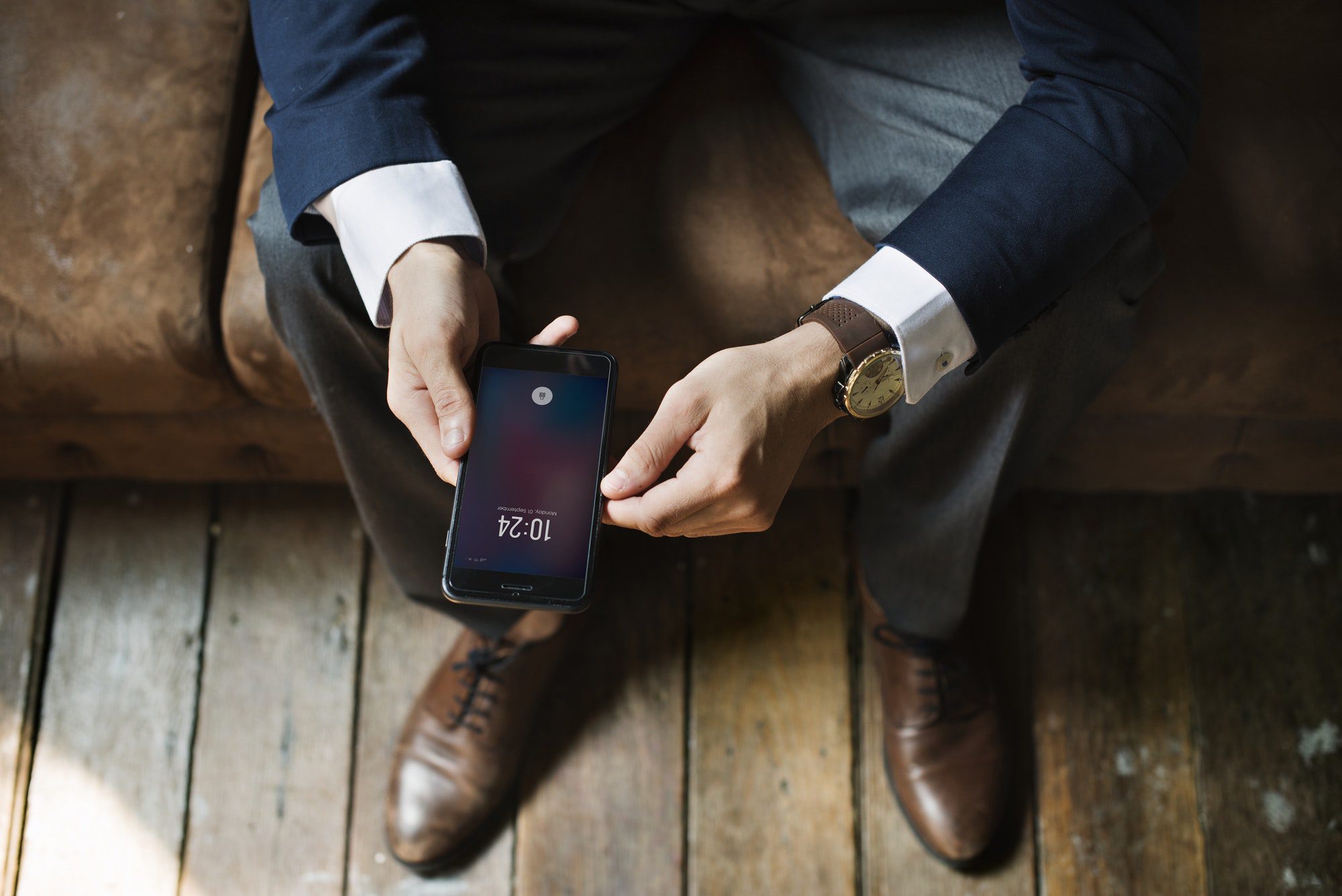 A businessman using a smartphone