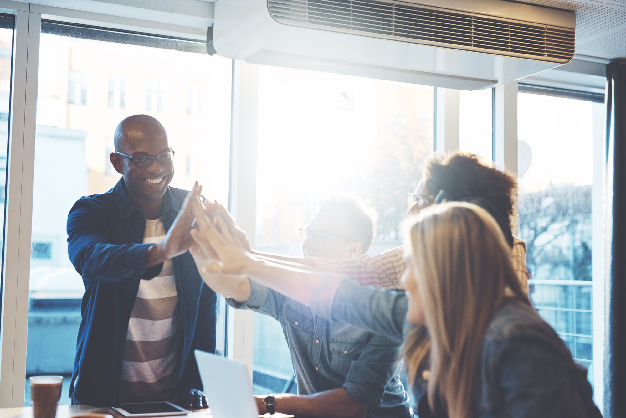 Group of celebrating business partners